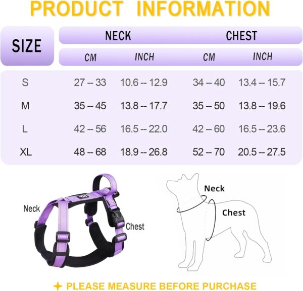 Patas Lague No Pull Dog Harness for Large Dogs, Soft Adjustable Step in No Choke Dog Harness and Leash Set, Reflective Solid Dog Vest Harness with Buckle Lock, Purple XL - Image 3