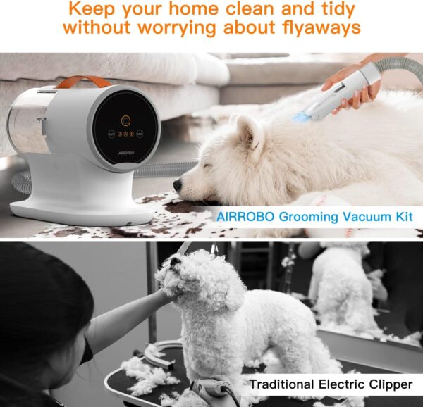 AIRROBO Dog Grooming Vacuum, Dog Grooming Kit,12000Pa Strong Pet Grooming Vacuum for Dogs, 2L Large Capacity Dog Vacuum for Shedding Grooming Hair, Dog Hair Vacuum, 5 Pet Grooming Tools, Quiet,PG100 - Image 5