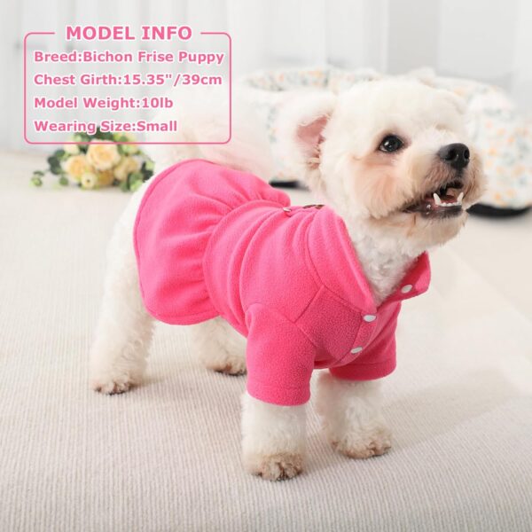 Fleece Dog Dress with Harness Dog Dresses for Small Dogs Winter Dog Clothes for Small Dogs Girl Cute Princess Birthday Dog Dresses for Extra Small Dogs Chihuahua Yorkie Pet Outfit Cat Apparel XS Rose - Image 8