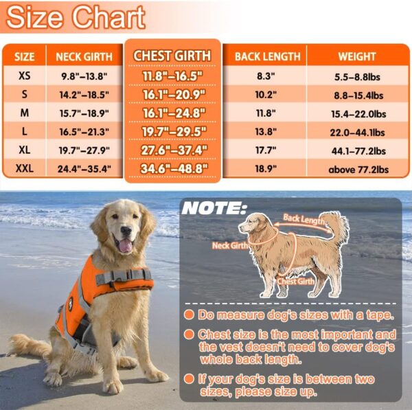 EMUST Dog Life Jacket, XL, NewOrange, Waterproof, Breathable, Adjustable with Rescue Handle, for Swimming Pool Beach Boating - Image 5