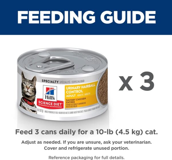 Hill's Science Diet Urinary Hairball Control, Adult 1-6, Urinary Track Health & Hairball Control Support, Wet Cat Food, Chicken Minced, 2.9 oz Can, Case of 24 - Image 9