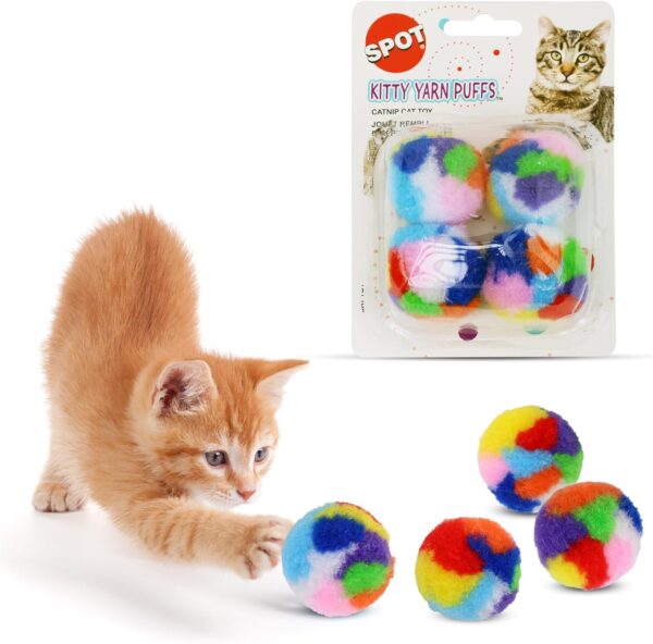 SPOT By Ethical Products - Classic Cat Toys for Indoor Cats - Interactive Cat Toys Balls Mice Catnip Toys - Alternative To Wand Toys and Electronic Cat Toys - Puff Ball Multi Pack Small - Image 2