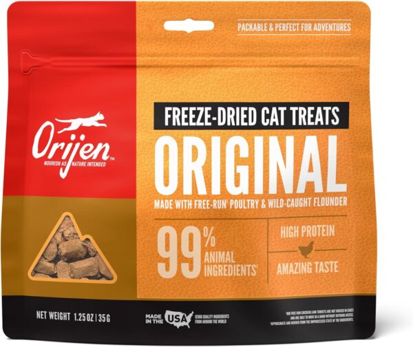 ORIJEN Original Freeze Dried Cat Treats, Grain Free Treats for Cats, Raw Animal Ingredients, 1.25oz