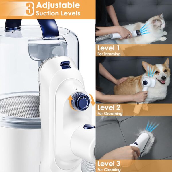 O'rengela Dog Vacuum for Shedding Grooming  Trimming - P10 Pet Hair Grooming Vacuum with Clippers Grooming Tools, Suction 99% Pet Hair for Dogs, Cats and Other Pet - Image 4