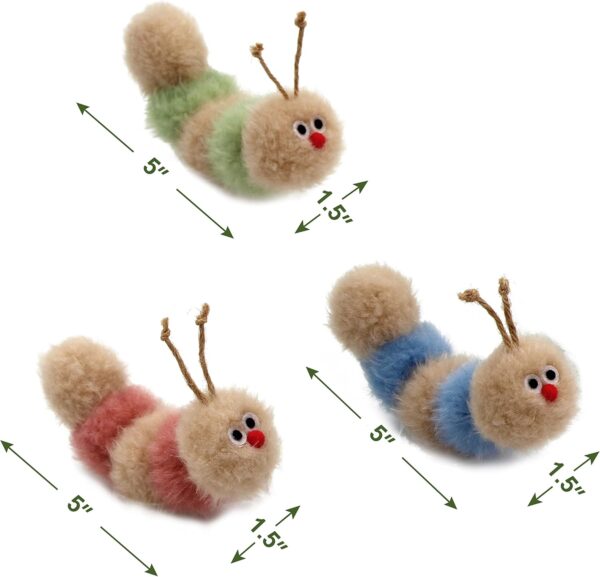 Interactive Natural 3 PK Catnip Toy, with Rattle, Bite Resistant, for All Ages Indoor Cat, Soft Caterpillar Toys, Fluffy Kitten Toy - Image 2