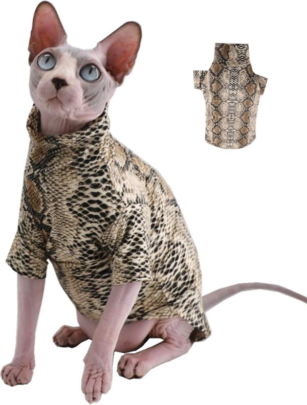 Limited Edition Cool Sphynx Hairless Cat Summer Snake Skin pattern Cotton T-Shirts Pet Clothes, Round collar vest Kitten Shirts sleeveless, Cats & Small Dogs Apparel (XXL (11-13 lbs), Black)