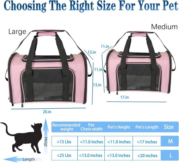 Dog Cat Carrier Pet Carriers for Small Medium Large Cats Dogs Carrier Soft Sided Small Puppy Dog Carrier Portable Foldable Airline Approved Dog Cat Travel Carrier Pink Medium - Image 5