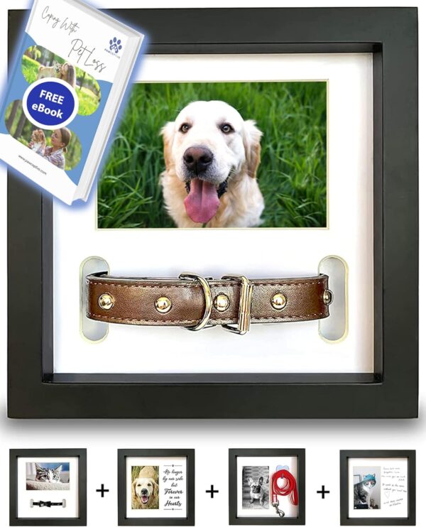 Dog Memorial Picture Frame with 5 Display Options- Dog Collar Memorial Frame Gift - Cat or Dog Pet Loss Gift for a Grieving Friend - Pet Remembrance Gift and Sympathy Photo Keepsake