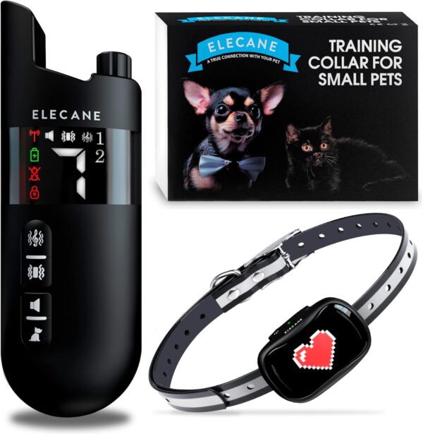 Mini Training Collar for Small Dogs 5-15lbs - Rechargeable Pet Obedience Trainer with Remote Control - Waterproof, 1000-Foot Range - Beeping Sound & Vibration Mode - 6 to 26-Inch Adjustable Strap