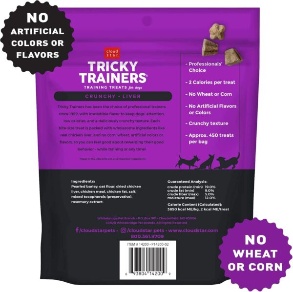 Cloud Star Tricky Trainers Crunchy Dog Training Treats 8 oz Pouch, Chicken Liver Flavor, Low Calorie Behavior Aid with 450 treats - Image 2