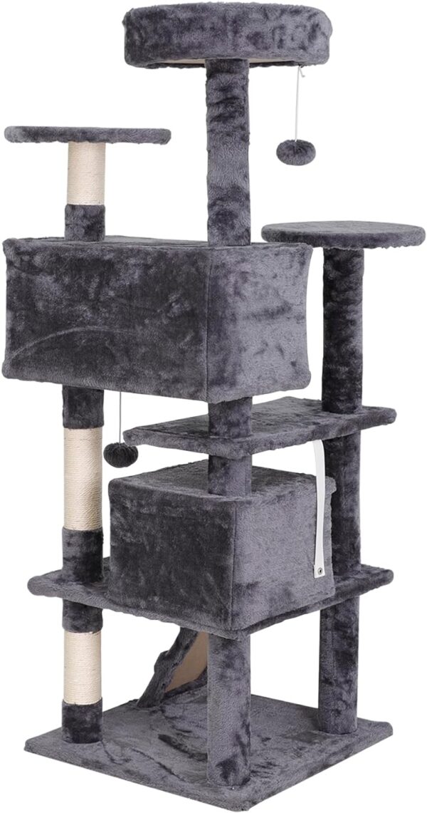 54in Cat Tree Cat Tower for Indoor Cats Plush Cat Condo Multi-Level Cat Furniture with Scratching Post, Jumping Platform Cat Play House Activity Center - Image 9