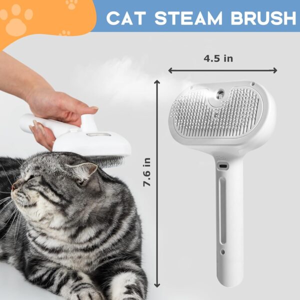 Pet Steam Brush for Shedding, Short & Long Hair Cat Grooming, Dog Steamy Self Cleaning Spray Brush with Release Button, Anti-Static Mist Hair Comb With Steel Bristles Pet Supplies - Image 4