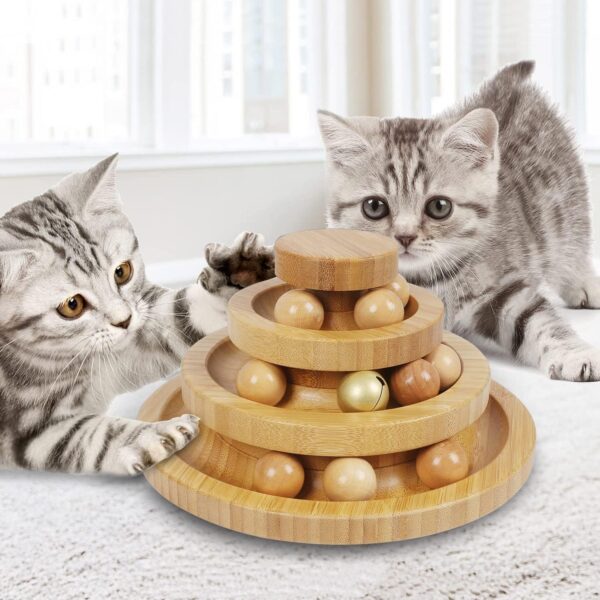 Cat Ball Track Toy,Kitty Toys Roller,3-Level Ball Tower with 9 Removable Balls,Interactive Cat Toy, DIY Circle Fun Toy for Kitten Mental Physical Exercise