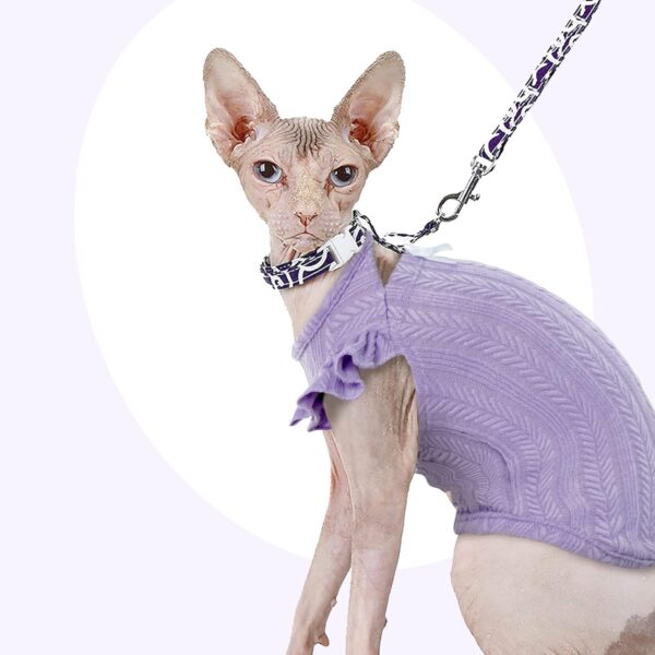 Bonaweite Sphynx Hairless Cat Shirts, Cotton Kitten T-Shirts Cat Vest Pet Clothes, Cute Breathable Cat Wear Devon Rex Gifts, Summer Hairless Cat's Clothes Pajamas Jumpsuit for All Season - Image 6