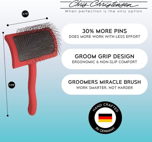 Chris Christensen Big G Dog Slicker Brush, Groom Like a Professional, Fluff Detangle Style, Saves Time Energy, Made in Germany, Coral, Medium - Image 2