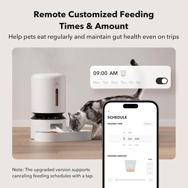 PETLIBRO Automatic Cat Feeder, 5G WiFi Pet Feeder for Two Cats or Dogs with Remote Control, 5L Cat Food Dispenser with Low Food Sensor, 1-10 Meals Per Day, Up to 10s Meal Call for Pets - Image 3