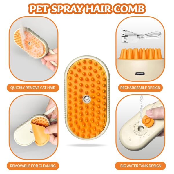 Spray Cat Brush for Shedding - Cat/Dog Steam Brush, Cat Bath Brush, Pet Steam Brush, Cat Brush with Water - Pet Spray Hair Comb, Cat Hair Brush with Steamer (brown) - Image 2