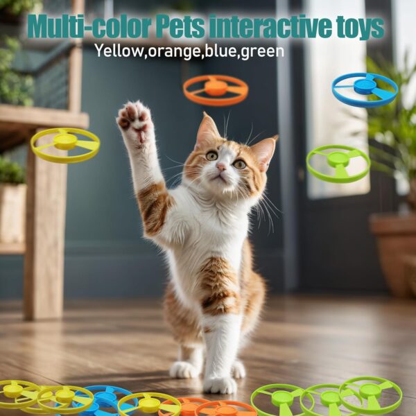 Cat Fetch Toys, Interactive Flying Cat Toys with 20 colored Flying Propellers, Cat Pet Tracks Chasing Toy for for Kitten Training Hunting (only Flying Propellers) - Image 3