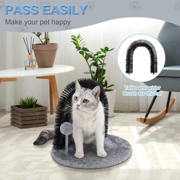 Cat Scratching Post with Cat Arch,Cat Self Groomer Massager Hair Brush Cat Scratcher Toys Fur Grooming Toy with Interactive Balls for Indoor Cats- Reversible Design - Image 6