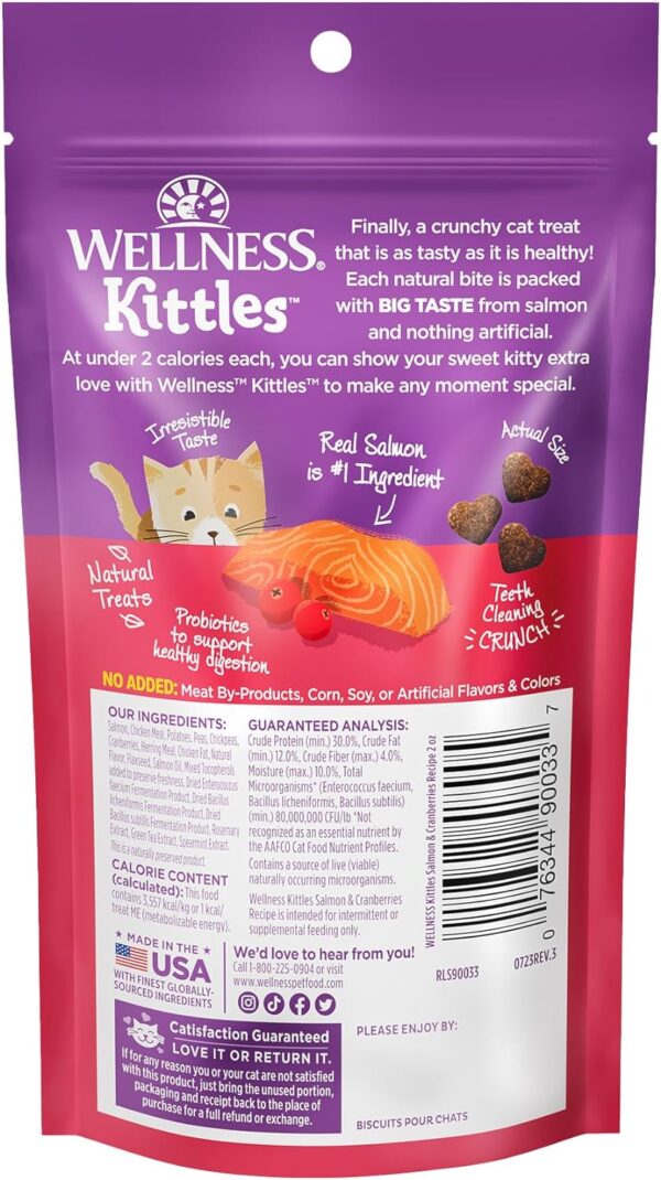 Wellness Kittles Crunchy Natural Grain Free Cat Treats, Salmon & Cranberry, 2-Ounce Bag (Package May Vary) - Image 8