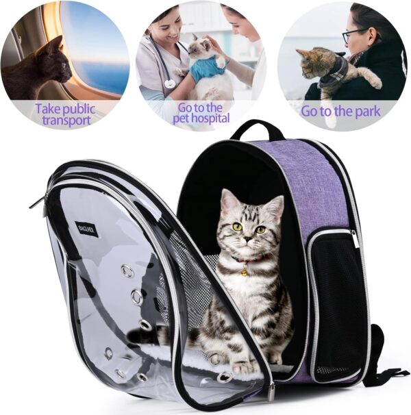 BAGLHER Cat Carrier Backpack Bubble - Fit Up to 18 Lbs - Airline-Approved Dog Backpack Carrier for Small Pets Puppies Dogs Bunny, Space Capsule Dog Carrier Backpack for Travel Outdoor Hiking, Purple - Image 4