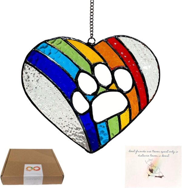 Stained glass Dog Memorial Gifts for Loss of Dog, pet memorial gifts for dogs, Paw Prints Forever in Our Hearts, Rainbow Bridge Dog Memorial gifts,dog passing away gifts