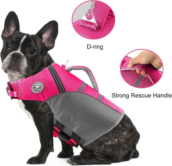 Dog Life Jacket, Reflective & Adjustable Dog Life Vest for Swimming & Boating, Ripstop Pet Safety Vest with Rescue Handle, High Buoyancy Dog Life Preserver for Small Medium Large Dogs - Image 3