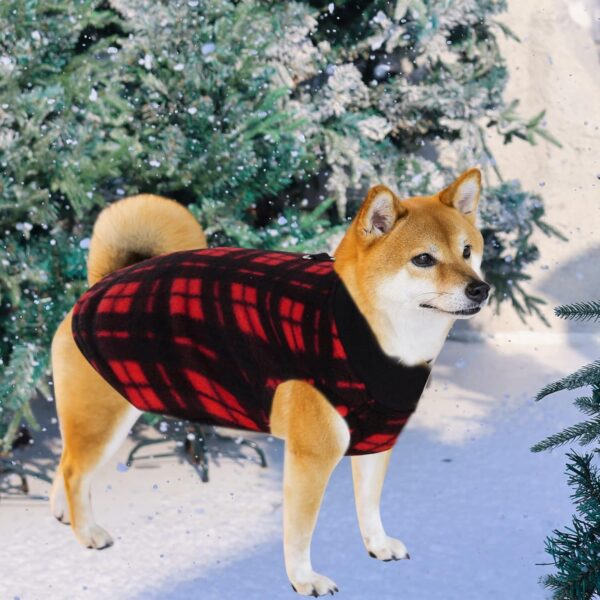 4 Pieces Buffalo Plaid Dog Sweaters with Leash Ring Soft Fleece Vest Dog Pullover Warm Jacket Pet Dog Clothes Winter Dog Outfits for Small Puppy Cat Pets (Medium) - Image 7