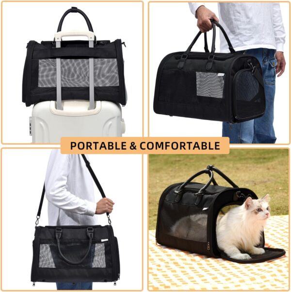 PET MARVEL Cat Carrier Soft Sided for Small Medium Cats Puppy up to 15 Lbs, Airline Approved Mesh Pet Travel Bag, Breathable Bite-Resistant Fabric with Removable Washable Mat - Image 5