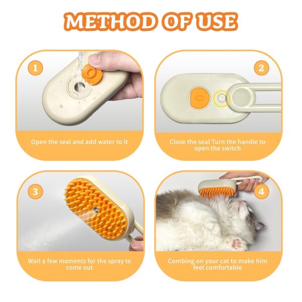 Spray Cat Brush for Shedding - Cat/Dog Steam Brush, Cat Bath Brush, Pet Steam Brush, Cat Brush with Water - Pet Spray Hair Comb, Cat Hair Brush with Steamer (brown) - Image 5