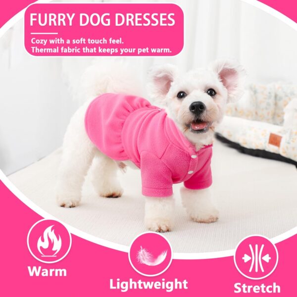 Fleece Dog Dress with Harness Dog Dresses for Small Dogs Winter Dog Clothes for Small Dogs Girl Cute Princess Birthday Dog Dresses for Extra Small Dogs Chihuahua Yorkie Pet Outfit Cat Apparel XS Rose - Image 2