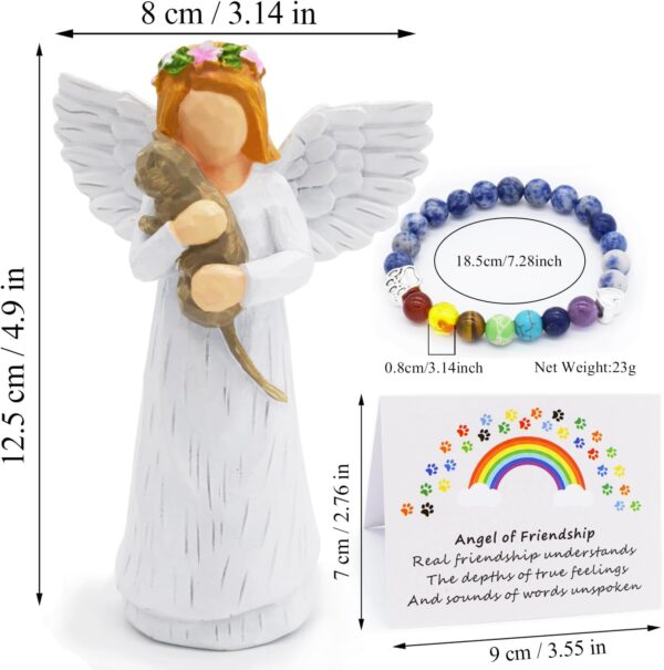 Cat Memorial Gifts, Pet Sympathy Gift, Loss of Cat Sympathy Gifts for Cat Mom, Passed Away Cat Gifts, Angel Figurines Cat Remembrance Gift with 7 Chakra Pet Memorial Rainbow Bridge Bracelet - Image 4