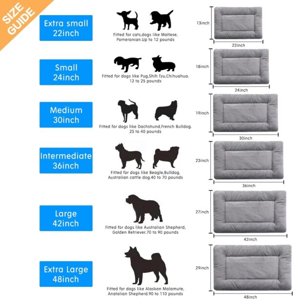 Dog Beds Crate Pad for Medium/Large Dogs Fit Metal,Ultra Soft, Washable & Anti-Slip Kennel Pad for Dogs Cozy Sleeping Mat,Gray 36inch - Image 2