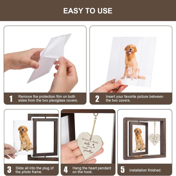 Dog Picture Frames 4x6, Pet Memorial Gifts for Dogs Cats - Rotating Wooden Picture Frame - Memorial Gifts for Loss of Dog - Loss of Dog Sympathy Gift - Dog Bereavement Remembrance Picture Frame - Image 6