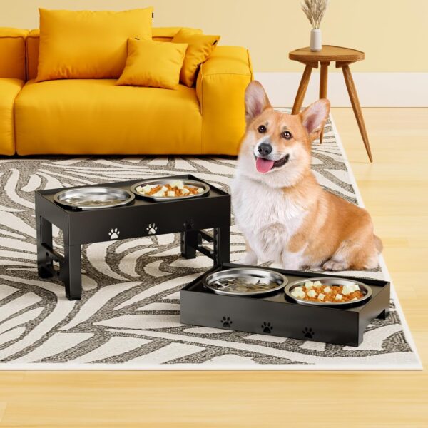 Elevated Dog Bowls 5 Height Adjustable with 2 Stainless Steel Dog Food Bowls Stand Non-Slip No Spill Dog Dish Raised Dog Bowl Adjusts to 3.1”, 9”, 10”, 11”, 12” for Medium Large Dogs - Image 8