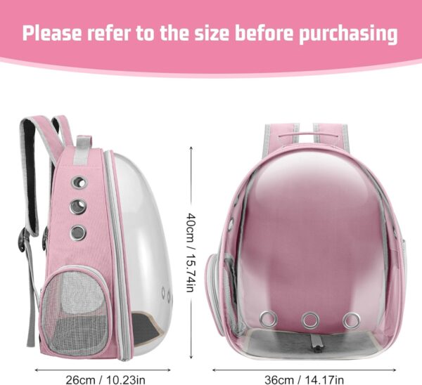 Cat Carrier Backpack Portable Pet Travel Solution Pet Carrier Dog Carrier Backpack Bag Space Capsule for Small Medium Cat Puppy Dog Travel Hiking Walking Camping Up to 17Lb (Pink) - Image 2