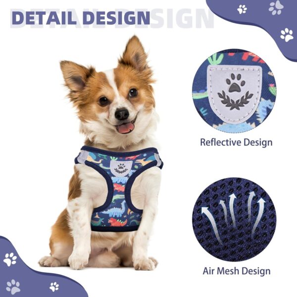 KOOLTAIL Dog Harness and Leash Set for Small Medium Dogs, Step in No Pull Soft Mesh Dog Harness Comfort Padded Pet Vest, Adjustable Reflective Easy Walking Puppy Cats Harness Training, Dinosaur M - Image 5