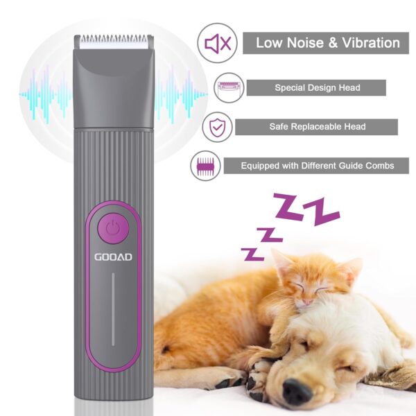 Cat Clippers Grooming Kit for Matted Hair -4 in 1 Low Noise Paw Trimmer Nail Grinder,Cordless Cat Shaver for Long Hair,Cat Hair Trimmer Also for Pet Hair Around Paws, Eyes, Ears, Face, Rump - Image 3