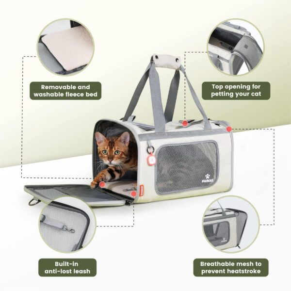 Pawaii Cat Carrier with ID Tag, TSA Airline Approved Cat Carrier, Soft Sided Collapsible Pet Travel Carrier, Foldable Cat Travel Bag, Protable, Comfortable, Convenient Cat Travel Carrier - Image 6