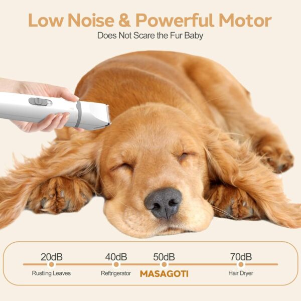 Dogs Hair Clippers Grooming Kit with Nail Grinder, 4 in 1 Cordless Electric Trimmer Low Noise USB Pet Clippers for Dogs Cat,Grooming Paws, Eyes, Ears, Face,Matted Hair - Image 3