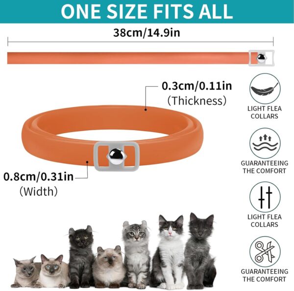 4 Pack Flea Collar for Cats, Cat Flea and Tick Collar 8 Months Cat Flea Collar Treatment Prevention, Adjustable Waterproof Cat Flea Collar Kitten Natural Tick and Flea Collar for Cat (Oragne&Green) - Image 7