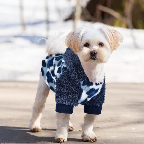 Dog Sweater Hoodie Fuzzy Dog Sweaters for Small Dogs Girl Boy Winter Warm Fleece Puppy Sweatshirt Clothes Cold Weater Pet Jacket Outfit Cute Cat Apparel for Chihuahua Yorkie Coat (Large, Leopard 1) - Image 5