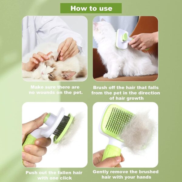 Dog Brush, Cat Brush, Dog Brush for Shedding, Self Cleaning Pet Brush for Grooming Long Short Haired Dog Cats, Cat Brushes for Indoor Cats, for Dog Cat Rabbit Remove Loose Fur and Undercoat - Image 5