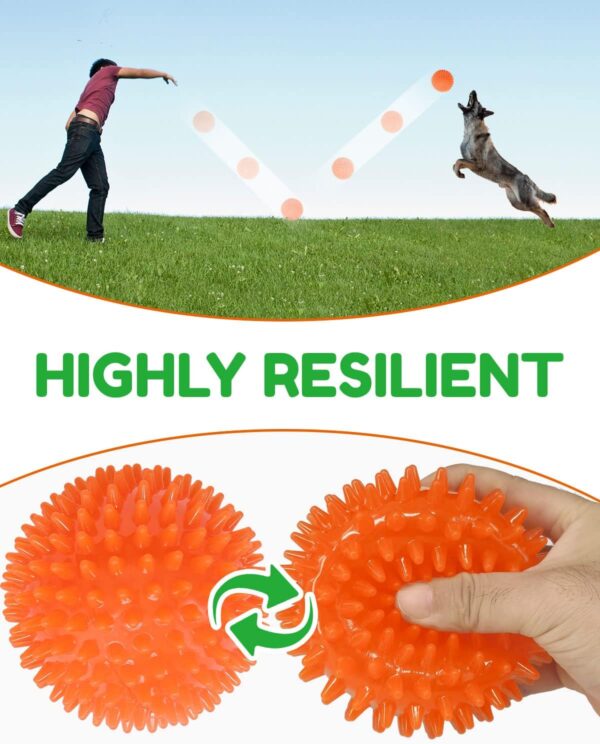 4.5” Heavy Duty Squeaky Dog Balls for Medium Large Dogs, Dog Toys for Aggressive Chewers, Spike Ball Toys for Clean Teeth and Training(2 Pack) - Image 7