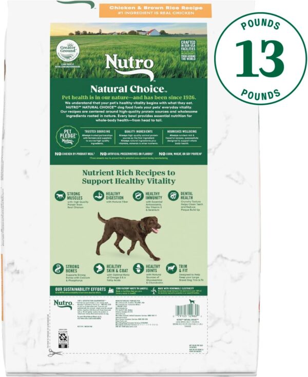 Nutro Natural Choice Adult Large Breed Dry Dog Food, Chicken and Brown Rice Recipe, 13 lbs. - Image 2