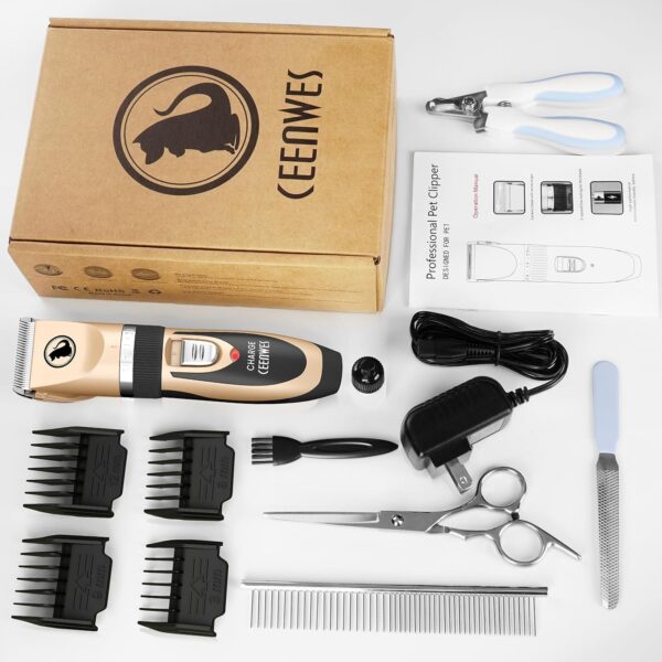 Ceenwes Dog Clippers Low Noise Cat Clippers Rechargeable Dog Trimmer Cordless Pet Grooming Tool Professional Dog Hair Trimmer with Comb Guides Scissors for Dogs Cats & Others - Image 7