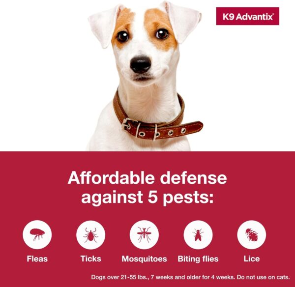 K9 Advantix Flea, Tick & Mosquito Prevention for Dogs 21-55 lbs. | Flea Drops for Large Dogs | Apply Monthly | 2 Treatments - Image 3