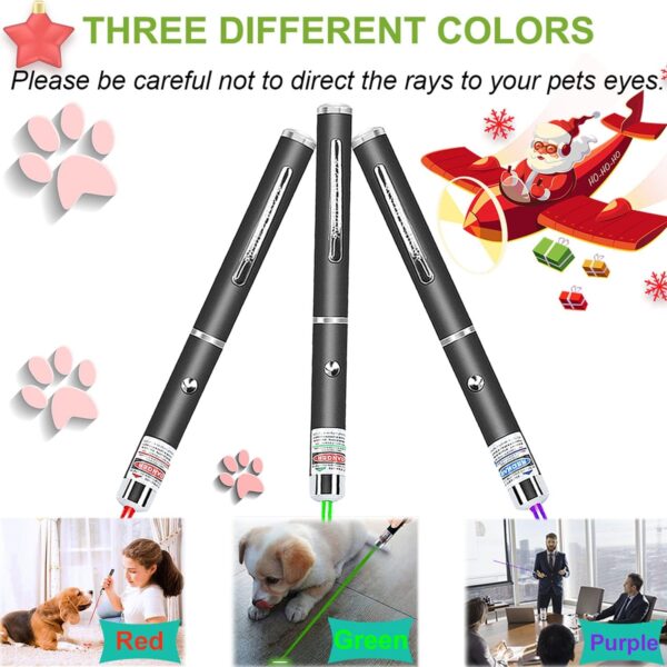 3 PCS Green Red Violet Long Range Dot Clicker Toy Pen for Indoor Interactive Teaching, Cat Toys Pointer, Puppy Kitten Lazer Toy, Bright Clicker for Dog Cat Training Exercise - Image 6