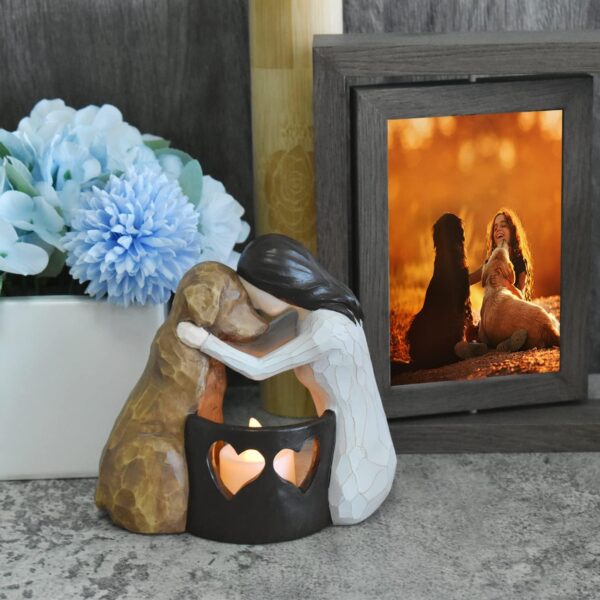 Dog Memorial Gifts，Pet Loss Gifts，Hand-Sculpted Dogs Passing Away Sympathy Gift，Remembrance Gift ，Dog Lovers Candle Holder Statue with LED Candle - Image 5