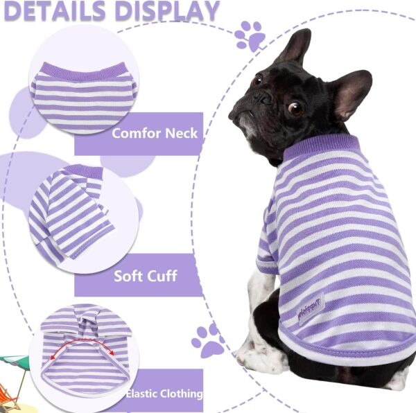 2 Pieces Stripe Dog Clothes for Small Dogs Summer Dog Shirt Cute Soft Puppy Clothes Bresthable Chihuahua Cat Clothes XS~XXL Pet Clothing (Purple, X-Small) - Image 4